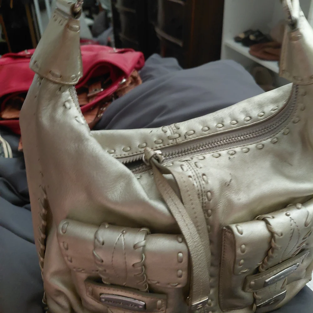 Michael Kors Metallic Silver Hobo Bag - Picture 2 of 4